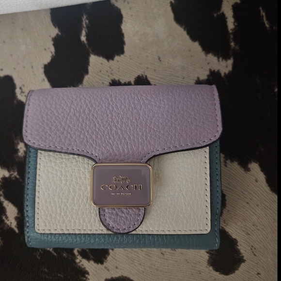 Coach Women's Tri-Color Leather Pepper Wallet In Colorblock - Picture 1 of 3